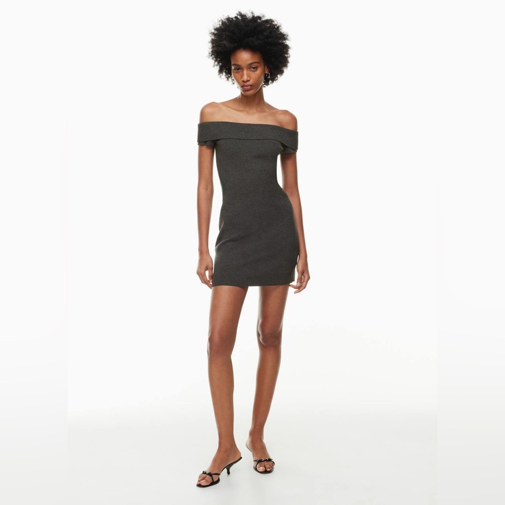 Aritzia Sunday Best Firebird Off Shoulder Ribbed Trim Mini Dress